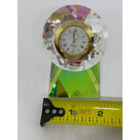 VTG Crystal Clear Rainbow Prism 3.25"x2" Desk Clock Table Watch Display Colorful - Picture 8 of 9